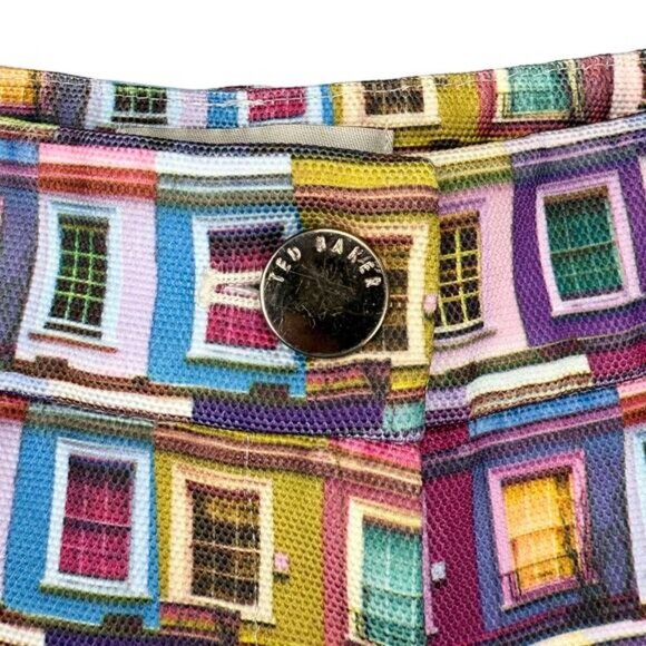 TED BAKER London Prims Window Multicolor Print Cuffed Hem Short Women's Size 2 - Picture 4 of 7